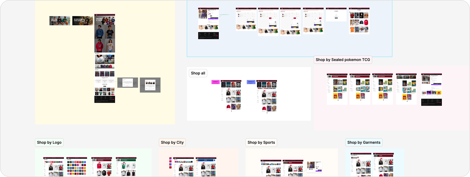 Shop by team navigation
