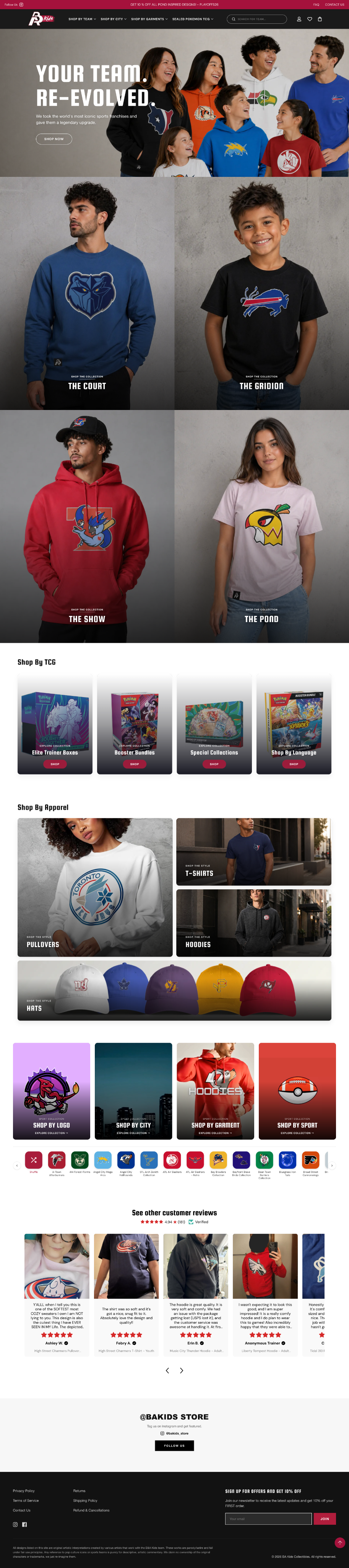 Full scroll of the new B&A Kids Shopify storefront